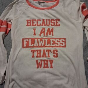 Cream And Peach Graphic Long Sleeve Top